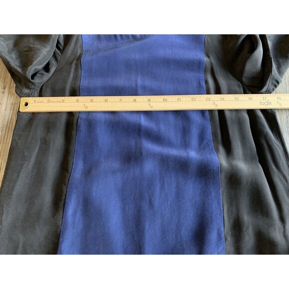 Madewell Silk Blend Blue Black Color Block Sheath Dress Exposed Back Zipper XS - Picture 4 of 10